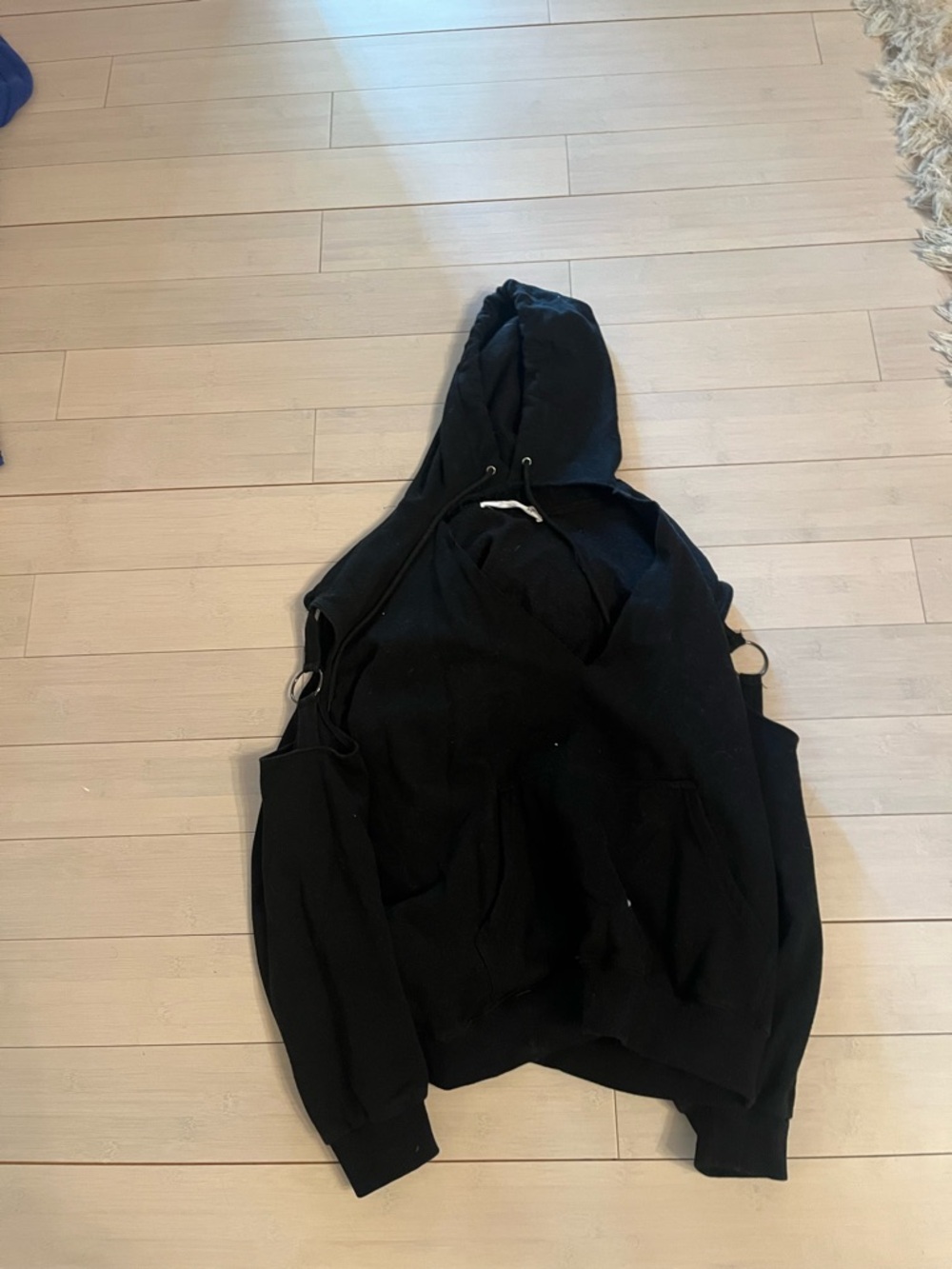 Emma & Sam Black Hooded Sweatshirt with Cut-Out Detail